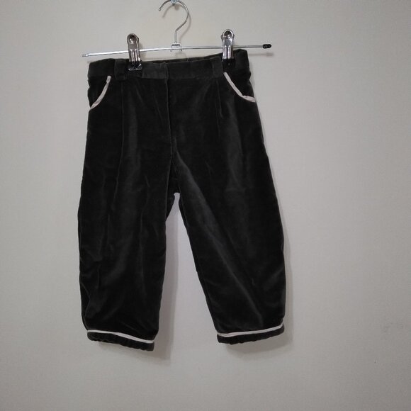 Jacadi Paris baby girls velvet pants brown with pink trimming sz 18 months - Picture 1 of 4